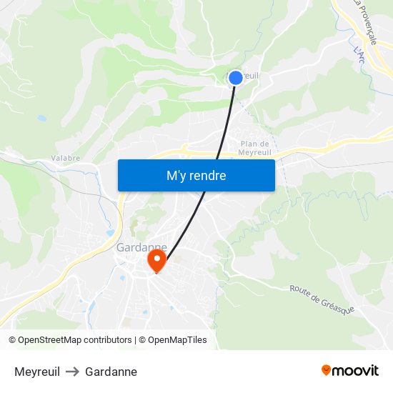 Meyreuil to Gardanne map