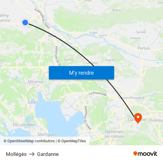 Mollégès to Gardanne map