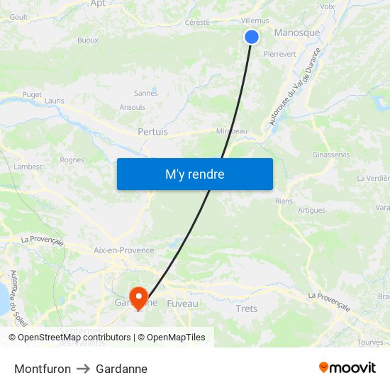 Montfuron to Gardanne map
