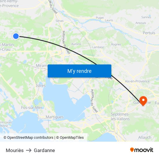 Mouriès to Gardanne map
