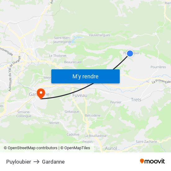 Puyloubier to Gardanne map