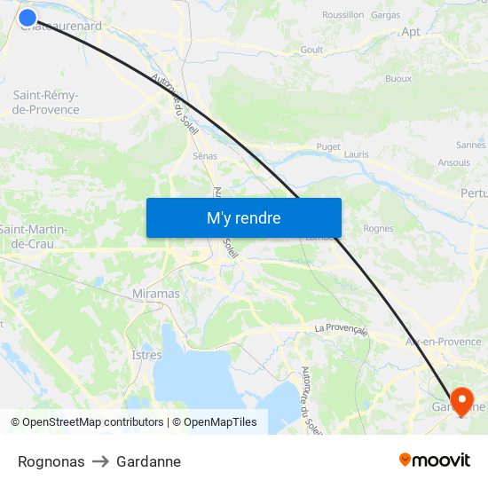 Rognonas to Gardanne map