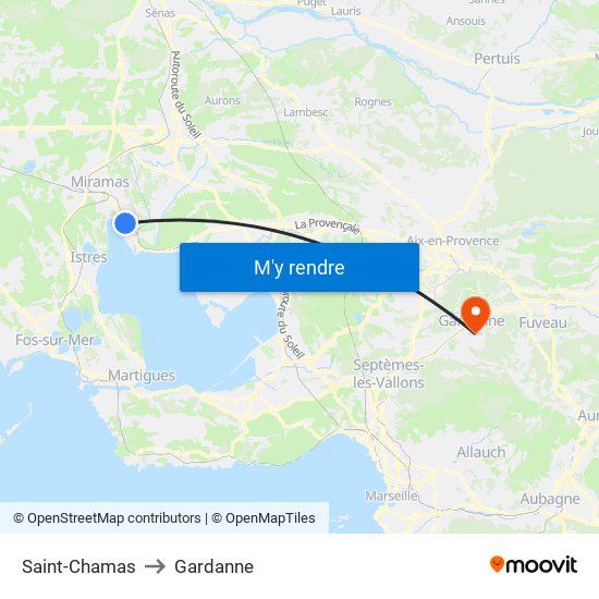 Saint-Chamas to Gardanne map