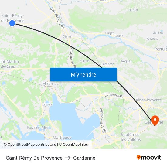 Saint-Rémy-De-Provence to Gardanne map