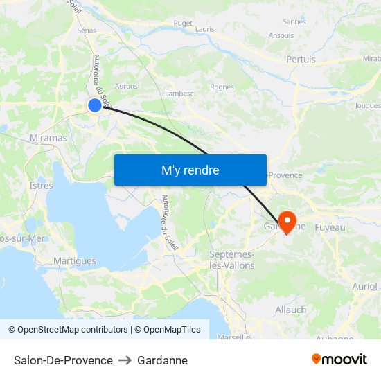 Salon-De-Provence to Gardanne map