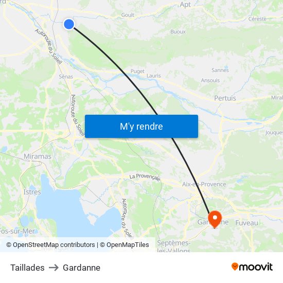 Taillades to Gardanne map