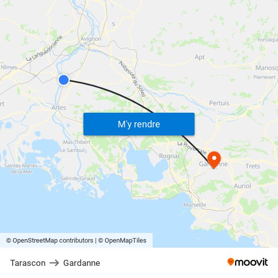 Tarascon to Gardanne map