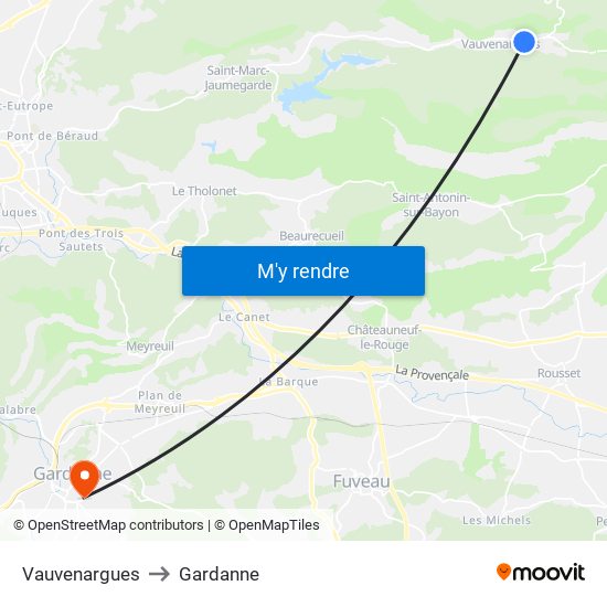 Vauvenargues to Gardanne map