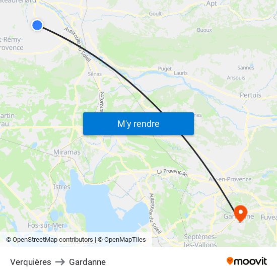 Verquières to Gardanne map