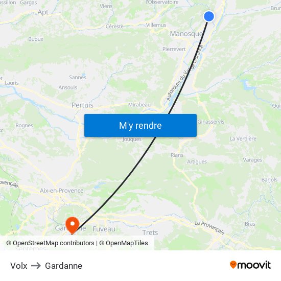 Volx to Gardanne map