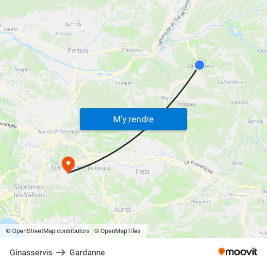 Ginasservis to Gardanne map