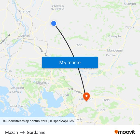 Mazan to Gardanne map