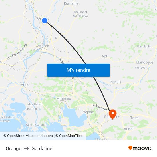 Orange to Gardanne map