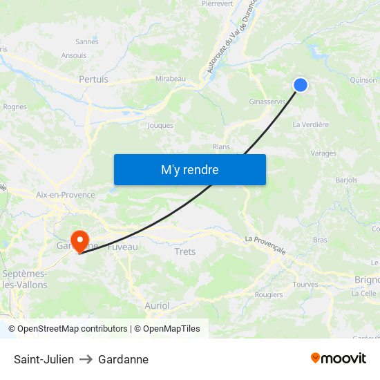 Saint-Julien to Gardanne map