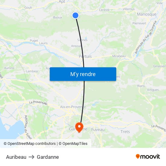 Auribeau to Gardanne map