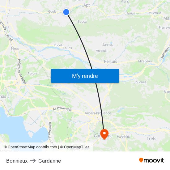 Bonnieux to Gardanne map