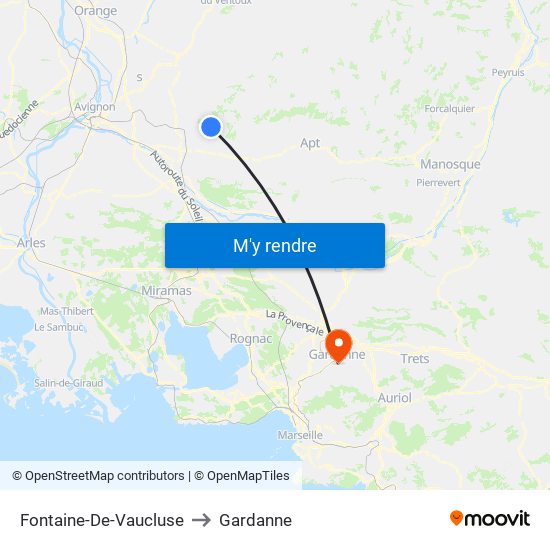 Fontaine-De-Vaucluse to Gardanne map