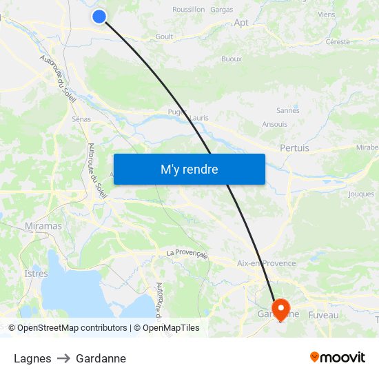 Lagnes to Gardanne map