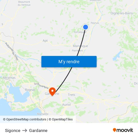 Sigonce to Gardanne map