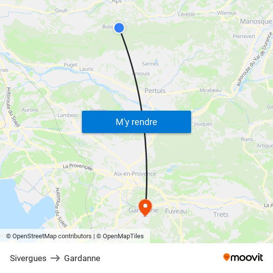 Sivergues to Gardanne map