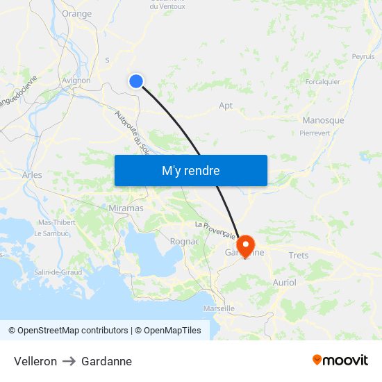 Velleron to Gardanne map