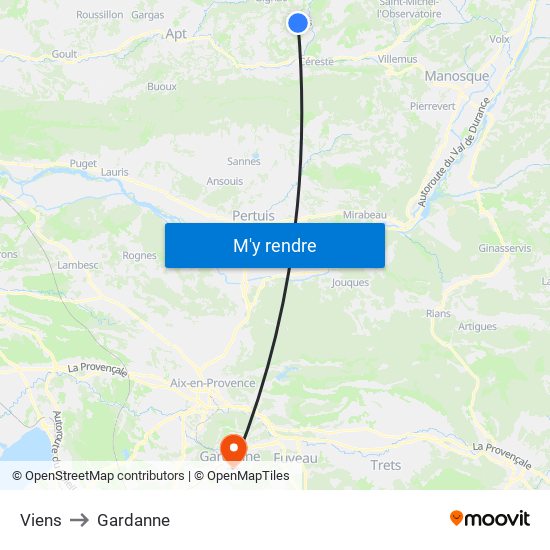 Viens to Gardanne map