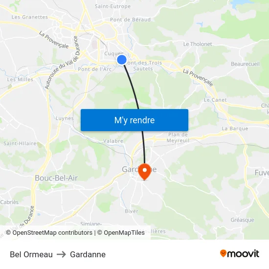 Bel Ormeau to Gardanne map