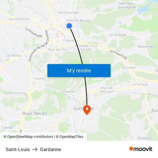 Saint-Louis to Gardanne map