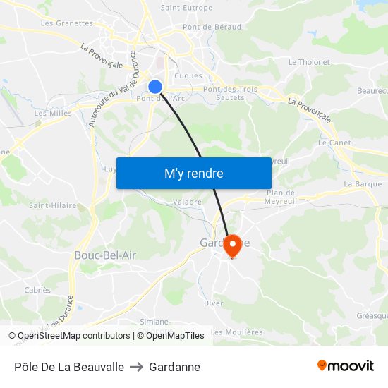 Pôle De La Beauvalle to Gardanne map