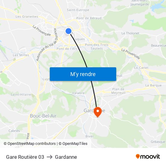 Gare Routière 03 to Gardanne map
