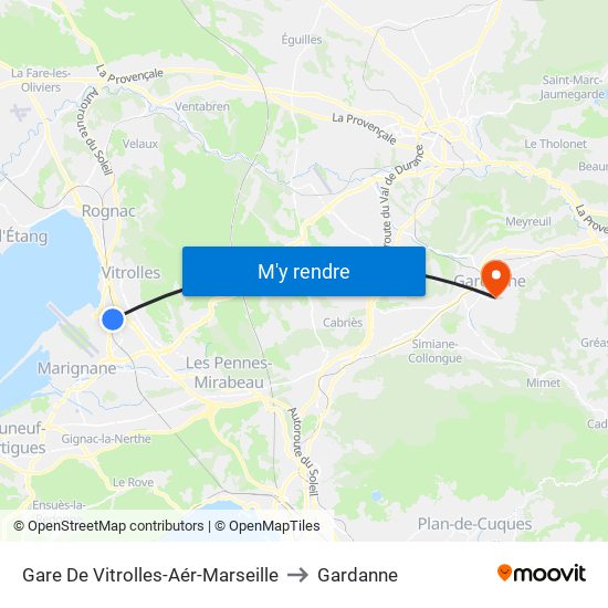 Gare De Vitrolles-Aér-Marseille to Gardanne map