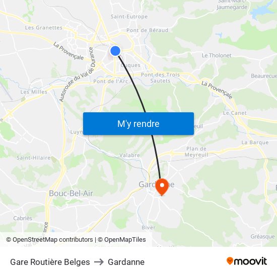 Gare Routière Belges to Gardanne map