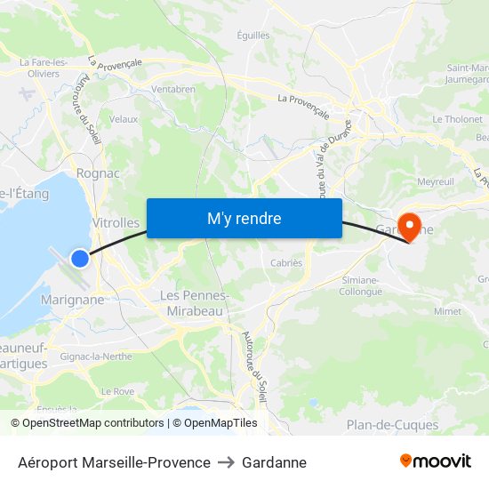 Aéroport Marseille-Provence to Gardanne map