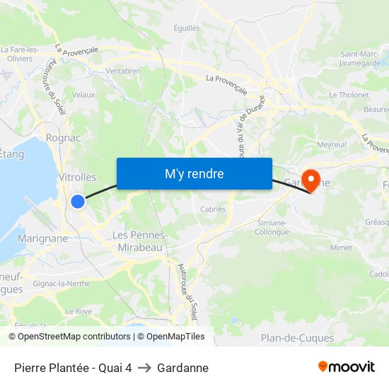 Pierre Plantée - Quai 4 to Gardanne map