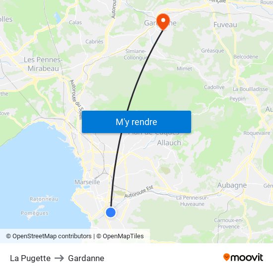 La Pugette to Gardanne map