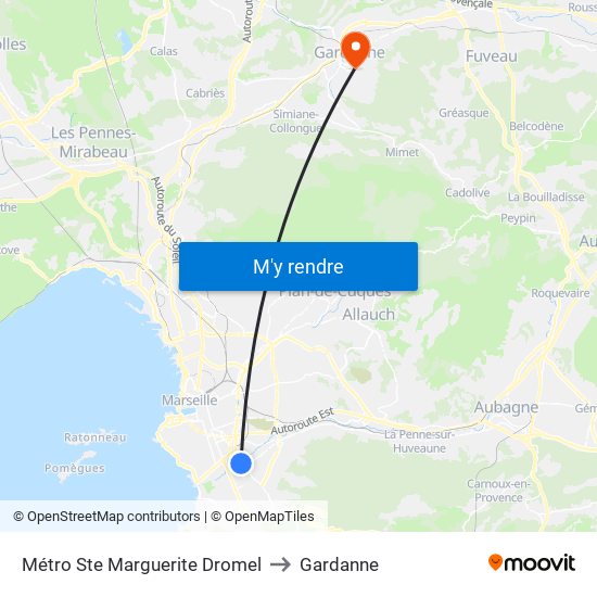 Métro Ste Marguerite Dromel to Gardanne map