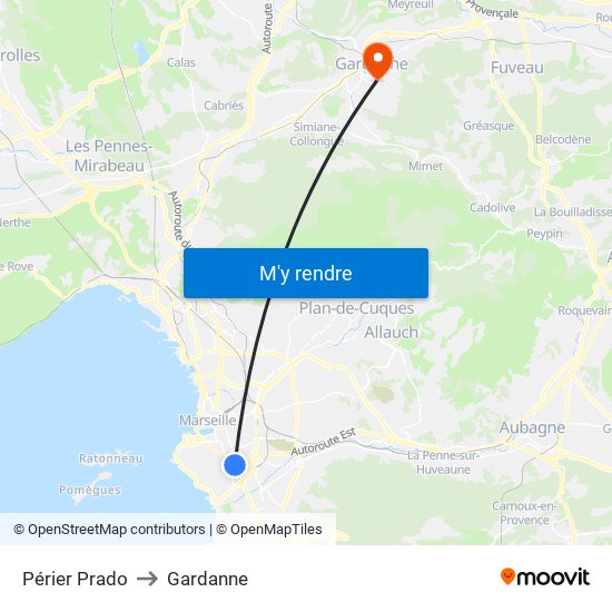 Périer Prado to Gardanne map