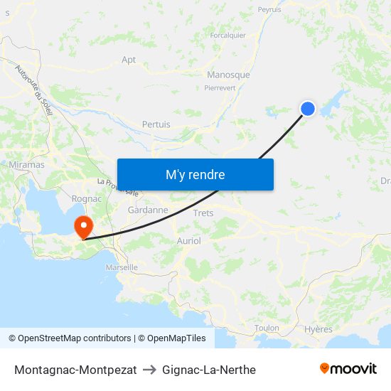 Montagnac-Montpezat to Gignac-La-Nerthe map