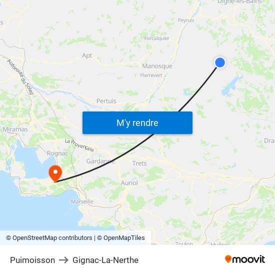 Puimoisson to Gignac-La-Nerthe map