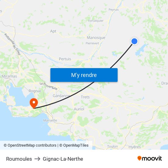 Roumoules to Gignac-La-Nerthe map