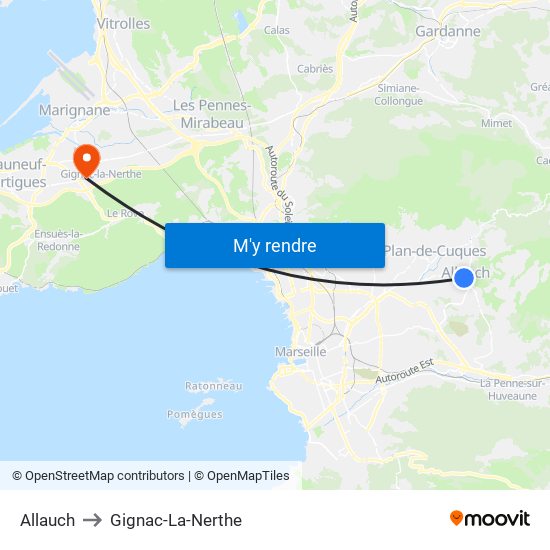 Allauch to Gignac-La-Nerthe map