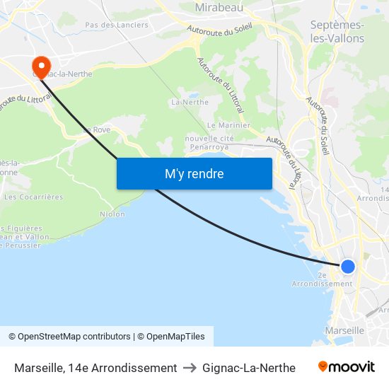 Marseille, 14e Arrondissement to Gignac-La-Nerthe map