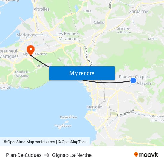 Plan-De-Cuques to Gignac-La-Nerthe map