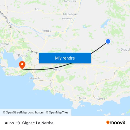 Aups to Gignac-La-Nerthe map