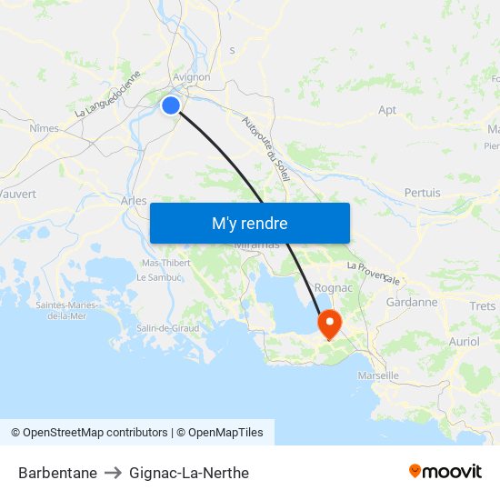 Barbentane to Gignac-La-Nerthe map