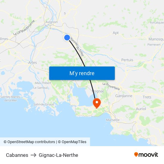 Cabannes to Gignac-La-Nerthe map