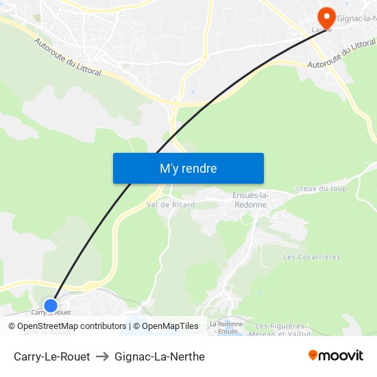 Carry-Le-Rouet to Gignac-La-Nerthe map