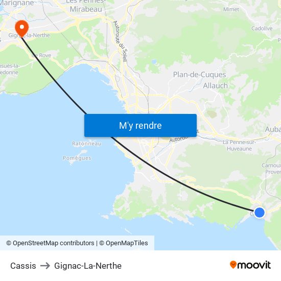 Cassis to Gignac-La-Nerthe map