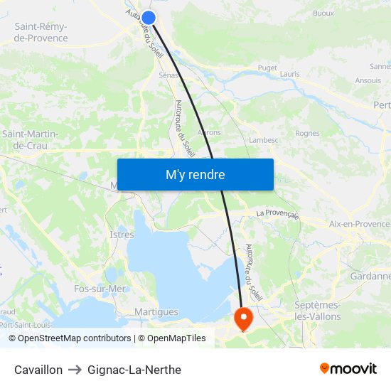 Cavaillon to Gignac-La-Nerthe map