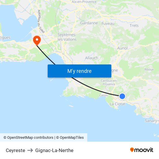 Ceyreste to Gignac-La-Nerthe map